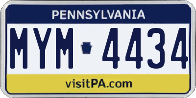 PA license plate MYM4434