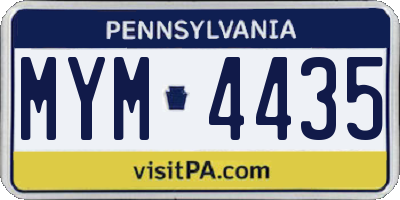 PA license plate MYM4435