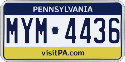 PA license plate MYM4436