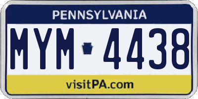 PA license plate MYM4438