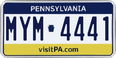 PA license plate MYM4441