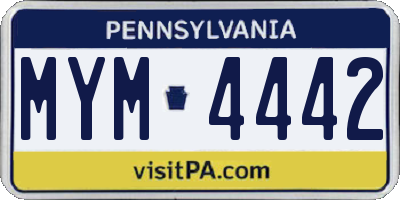 PA license plate MYM4442