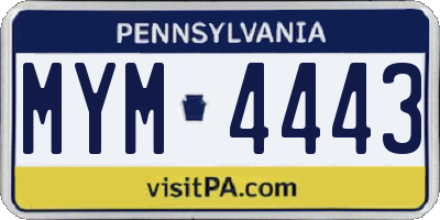 PA license plate MYM4443