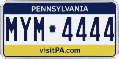 PA license plate MYM4444