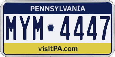 PA license plate MYM4447