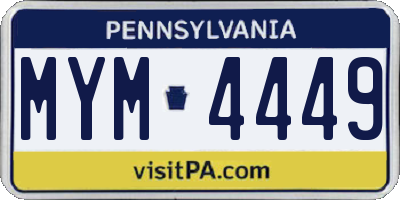 PA license plate MYM4449
