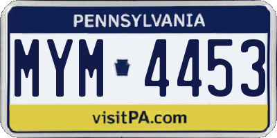 PA license plate MYM4453