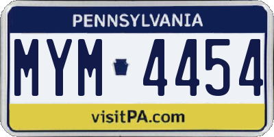 PA license plate MYM4454