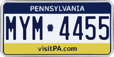 PA license plate MYM4455
