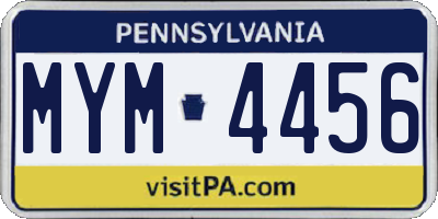 PA license plate MYM4456