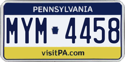 PA license plate MYM4458