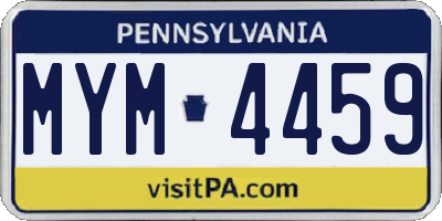 PA license plate MYM4459