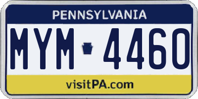 PA license plate MYM4460