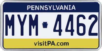 PA license plate MYM4462