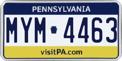 PA license plate MYM4463