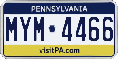 PA license plate MYM4466