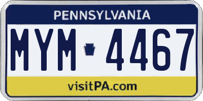 PA license plate MYM4467