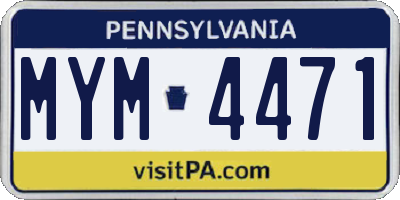 PA license plate MYM4471