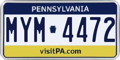 PA license plate MYM4472