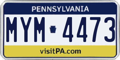 PA license plate MYM4473