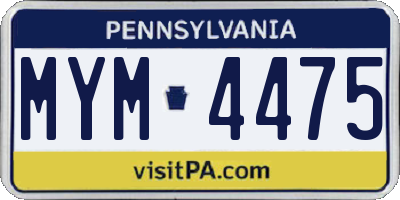 PA license plate MYM4475