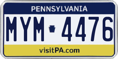 PA license plate MYM4476