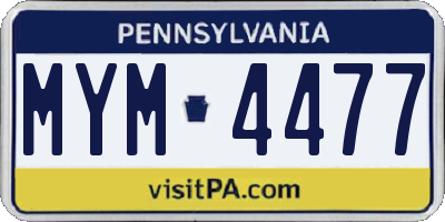 PA license plate MYM4477