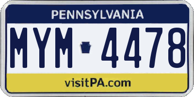 PA license plate MYM4478