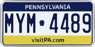 PA license plate MYM4489