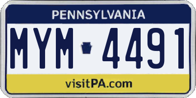 PA license plate MYM4491