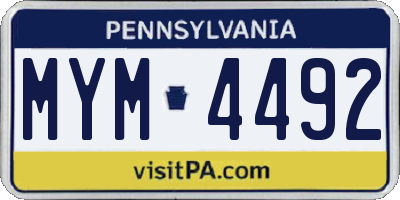 PA license plate MYM4492