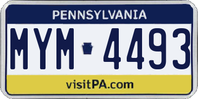 PA license plate MYM4493