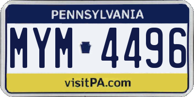 PA license plate MYM4496