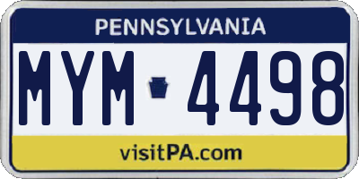 PA license plate MYM4498