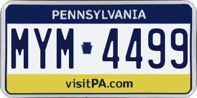 PA license plate MYM4499