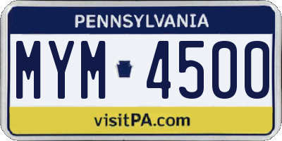 PA license plate MYM4500
