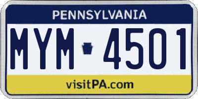 PA license plate MYM4501