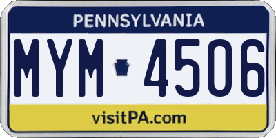 PA license plate MYM4506