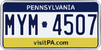 PA license plate MYM4507