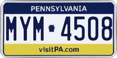 PA license plate MYM4508
