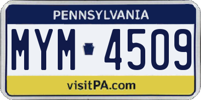 PA license plate MYM4509