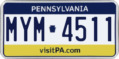 PA license plate MYM4511