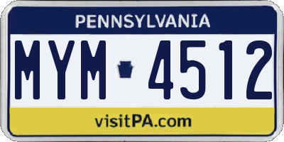 PA license plate MYM4512