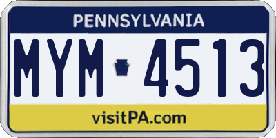 PA license plate MYM4513