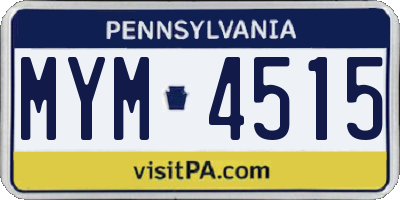 PA license plate MYM4515