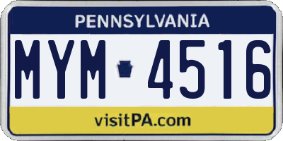 PA license plate MYM4516