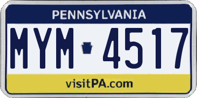 PA license plate MYM4517