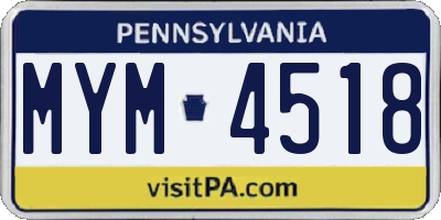 PA license plate MYM4518