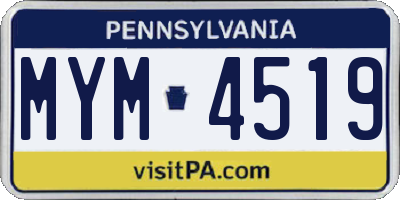 PA license plate MYM4519