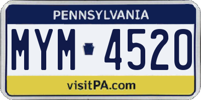 PA license plate MYM4520